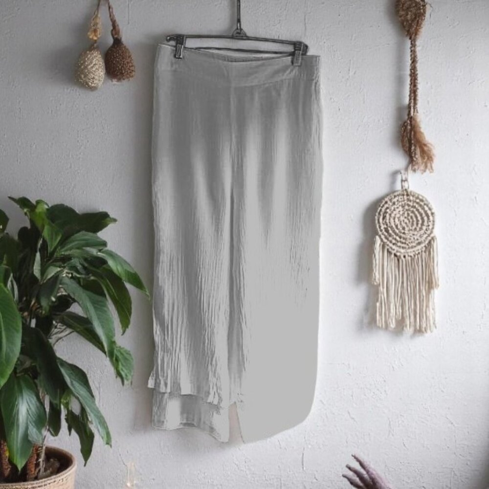 BOHEMIAN Palazzo White Summer Breezy Layered Pant Capris Sz S-M EUC